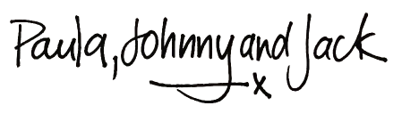 Signature with text paula, johnny and jack